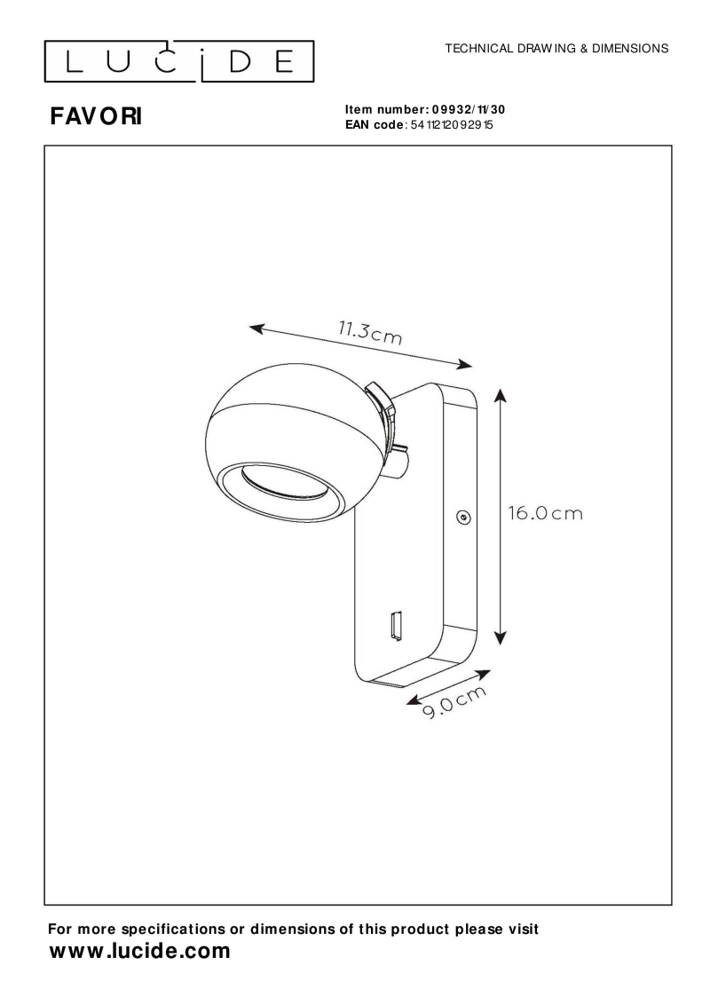 FAVORI Wall spot Gu10 Black